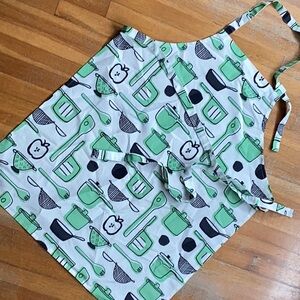 Green and White Kitchen Apron
